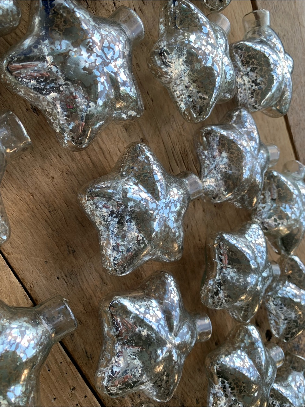 Vintage Silver Mercury Glass Star Ornaments